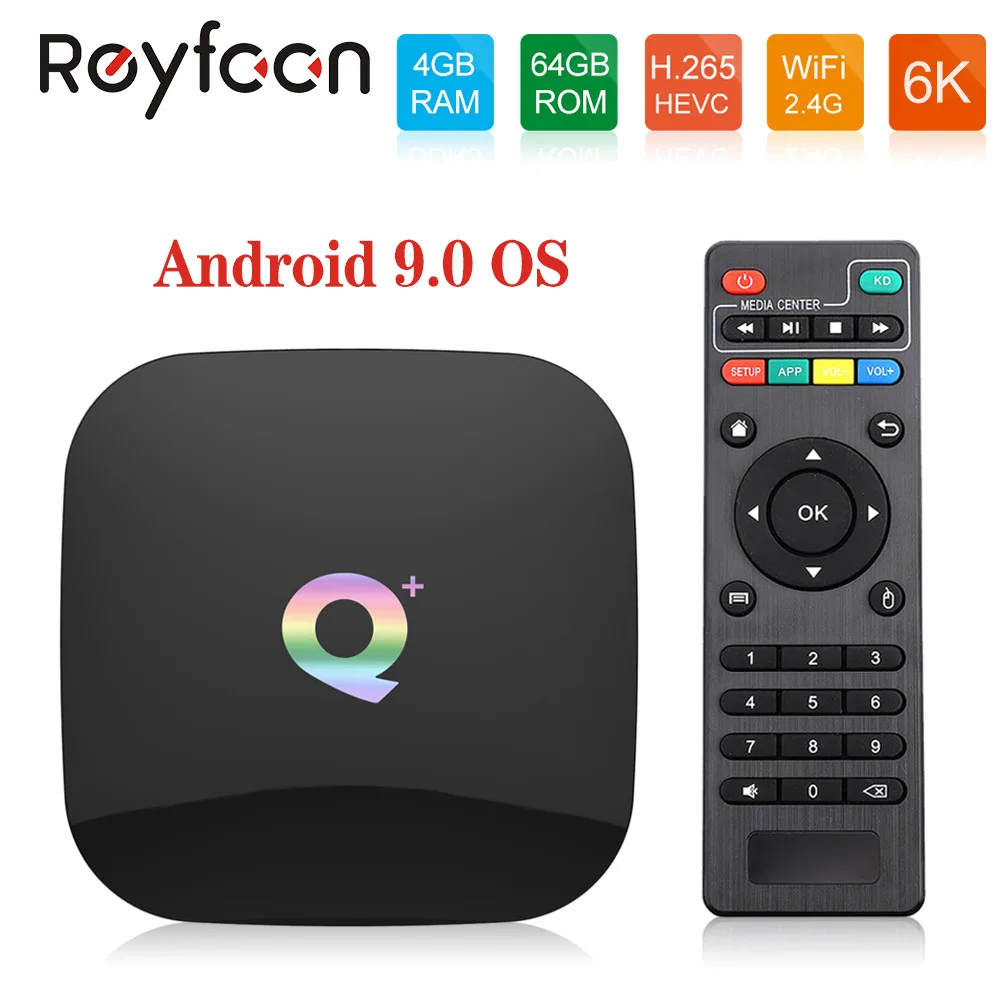 

Q Plus 4GB RAM 64GB ROM Android 9.0 TV Box Allwinner H6 Quad Core USD3.0 6K HDR Wifi Support Google Player Youtube Set Top Box
