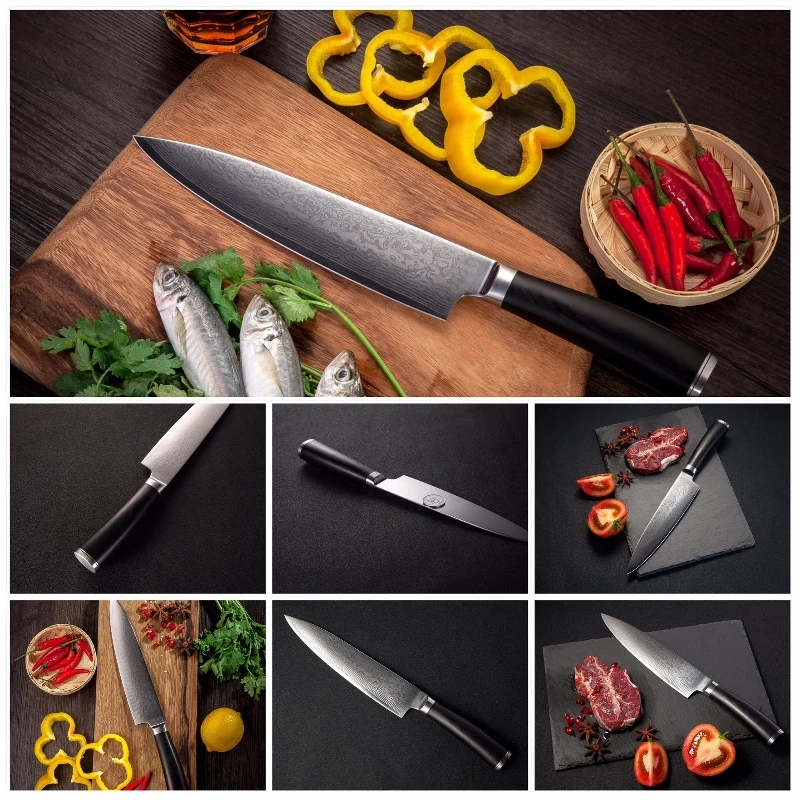 GRANDSHARP дамасский поварской нож кухонные ножи японский vg10 нож сантоку из дамасской стали для очистки мяса филе овощные инструменты для приготовления пищи