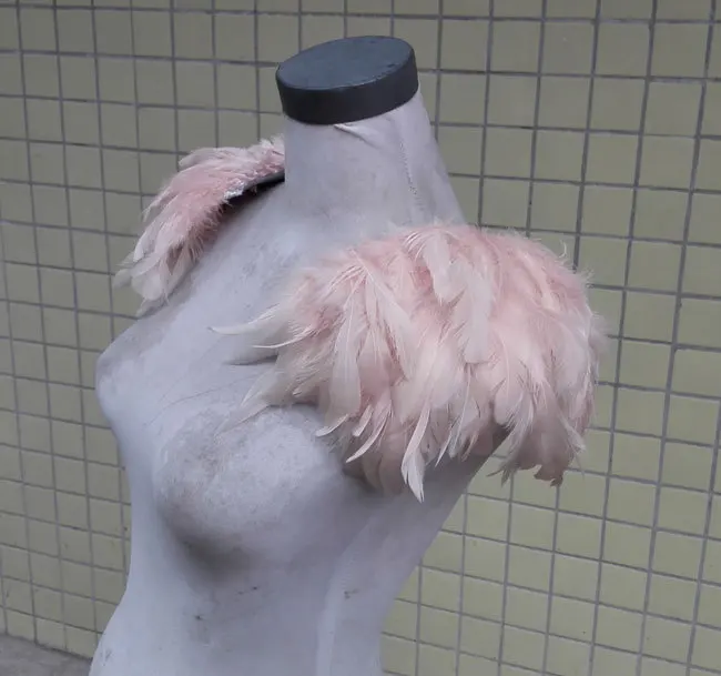 

handmade Nude pink feather shoulder epaulette #FSP15002