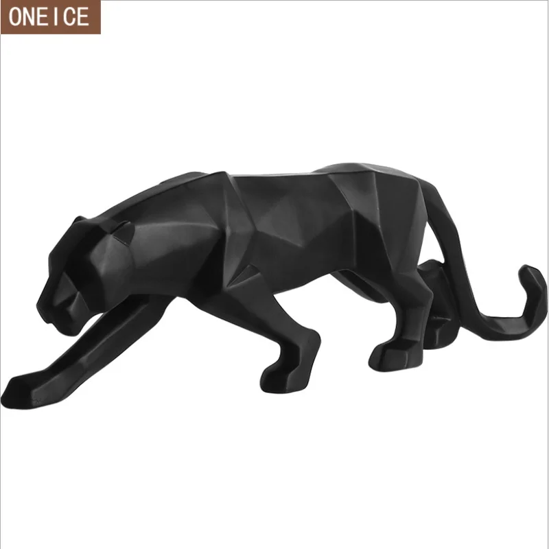 

Modern abstract black panther sculpture statue geometric resin leopard statue wildlife decoration gift craft ornamentaccessories