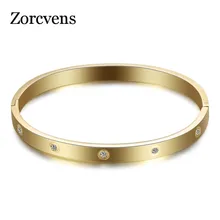 ZORCVENS Мода Пара Любовь ювелирные изделия браслет-кафф с кристаллами для женщин/мужчин золотой цвет нержавеющая сталь браслеты и браслеты Bijoux