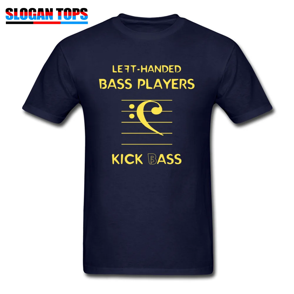 Normal Plain Design Tops T Shirt Crewneck Summer/Autumn 100% Cotton Fabric Short Sleeve T Shirts for Students Slim Fit T Shirt Left Handed Bass Players Kick Bass 11052 navy