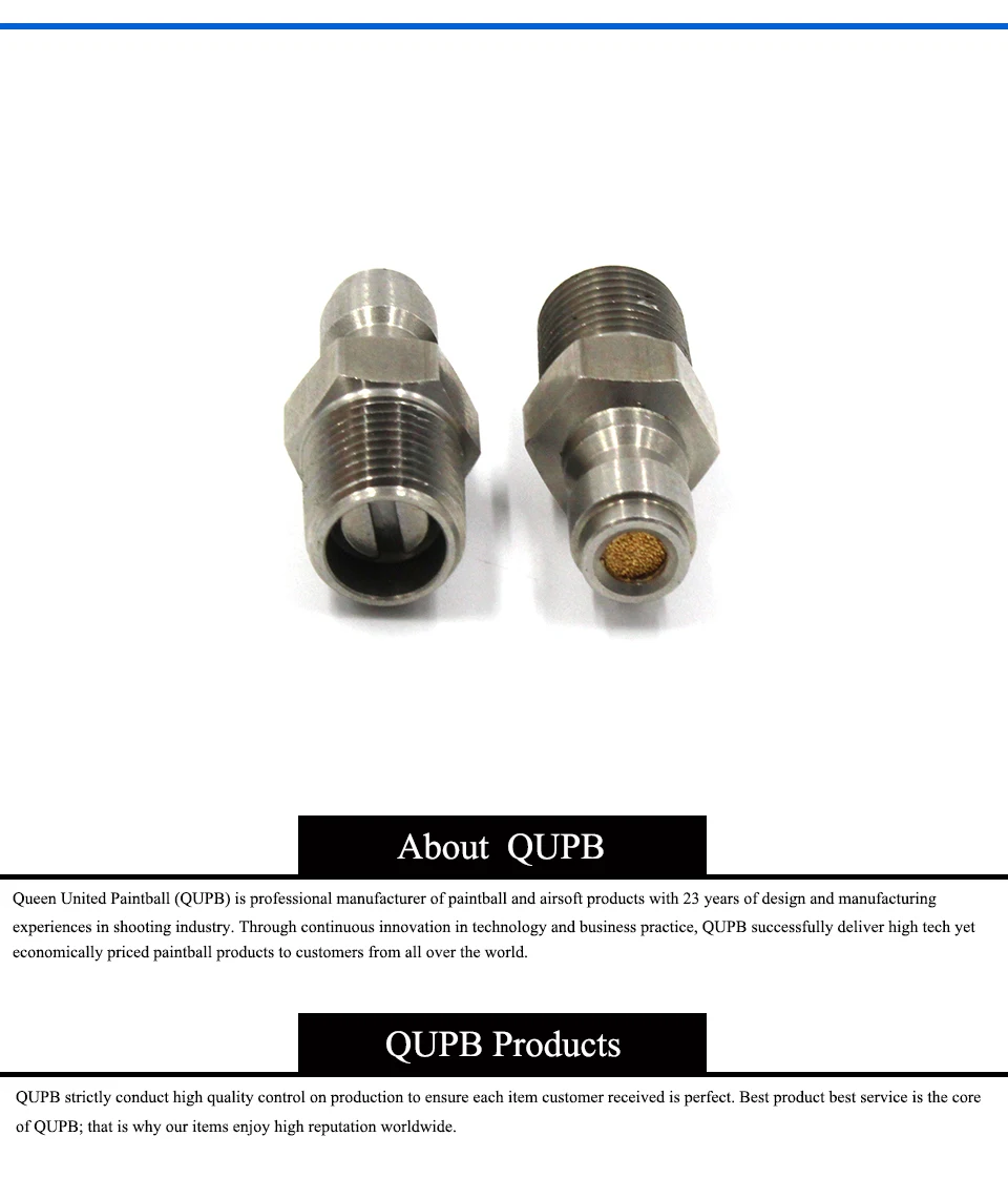 Qupb Пейнтбол Регулятор заполнить Соски 1/8 '-27npt мужской Нержавеющая сталь ptn001