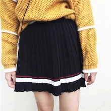 Kawaii Женская плиссированная юбка Harajuku Полосатый Элегантный дизайн юбки Лолита Saia Милая школьная форма Faldas юбка женская