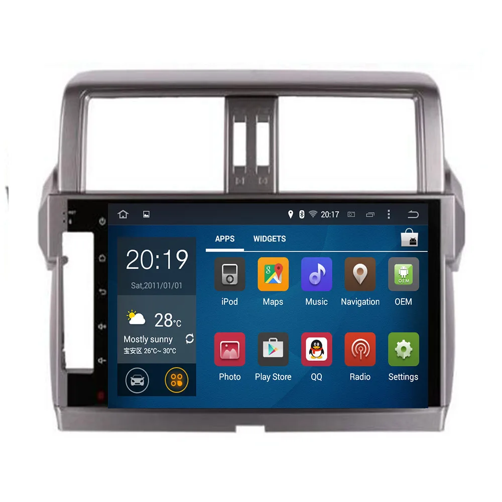 Discount Car Android 9.0 radio for Toyota Land Cruiser Prado 150 2014+ 1024*600 Octa Core Multimedia 2din Head unit car dvd player 2