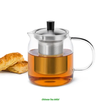 

Modern Glass Teapot with Stainless Steel Infuser 700ml,Serving Cup,Heat Resistant Glass Drinkware,Borosilicate Glass ware