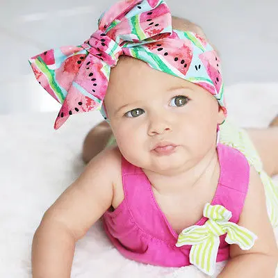 

Lovely Baby Kids Girls Infant Headband Bow Flower Watermelon Print Hair Band Accessories Headwear