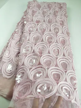 

High quality african french tulle lace fabric with beautiful Sequins 3d flower pattern design french net lace for wedding A83-3
