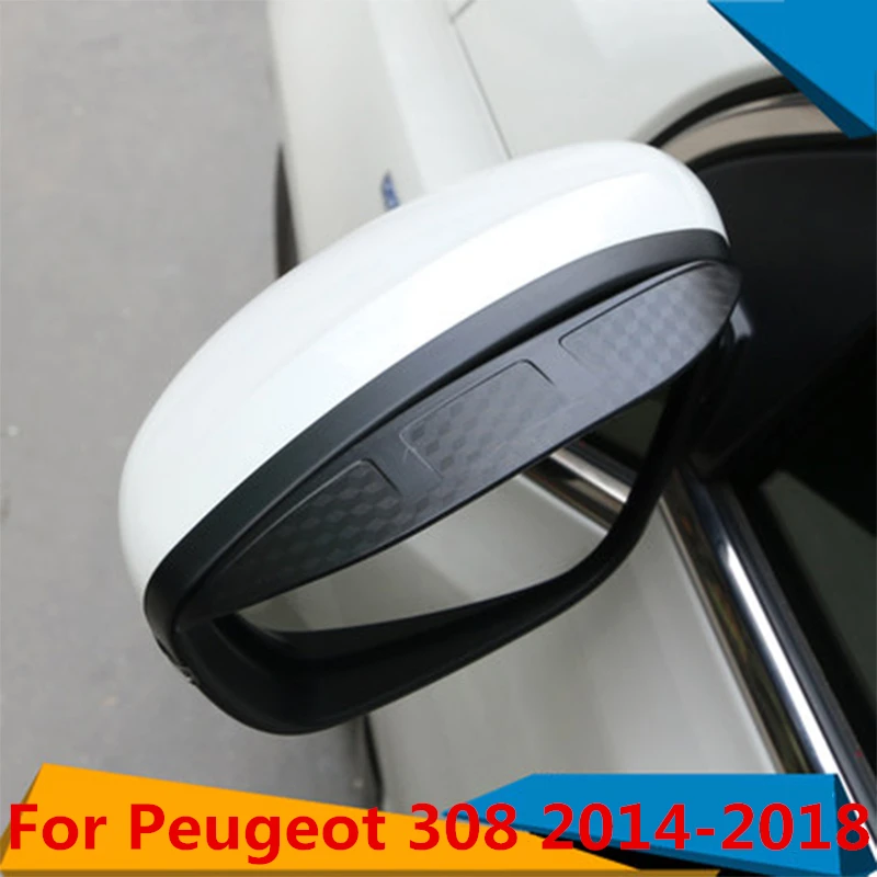 

Car Styling Carbon rearview mirror rain eyebrow Rainproof Flexible Blade Protector Auto Accessories For Peugeot 308 2014-2018