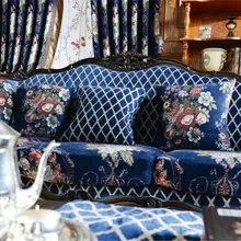 Роскошный американский стиль диван занавес синий жаккард мягкая Тяжелая синель ткань координация 280 см ширина по метру