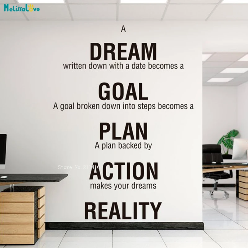 Office Decals Motivational Dream Goal Plan Action Reality Inspiring