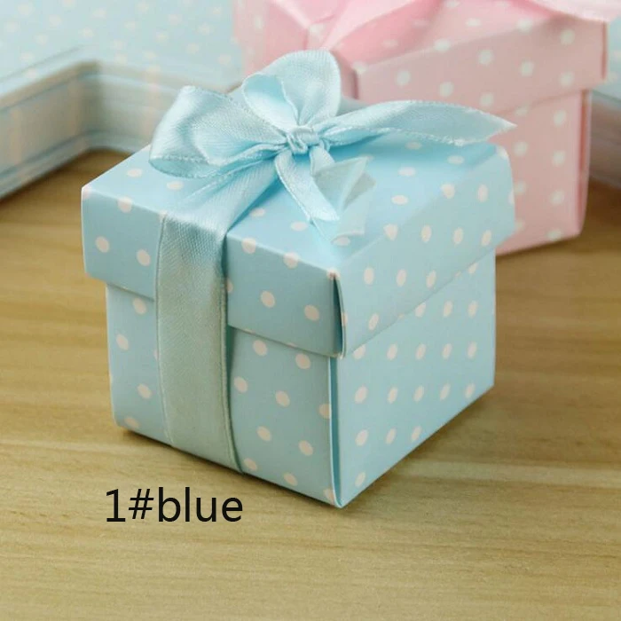 Коробка для конфет, пакет для шоколада, бумажная Подарочная посылка для дня рождения, свадьбы, вечеринки, украшения, принадлежности для самостоятельного изготовления, для детского душа, розовый, синий, в горошек, Wh - Цвет: 1 blue