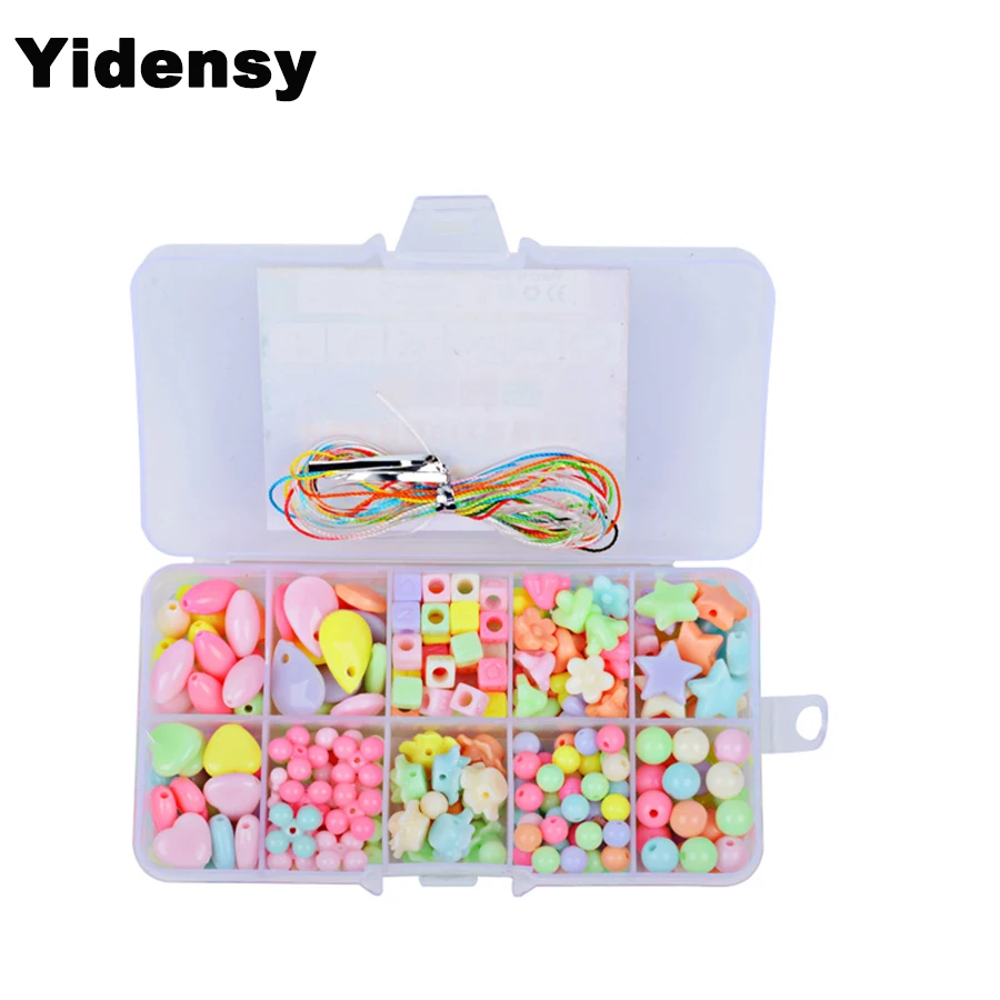 

Yidensy 200pcs Beads Sets Box Flower Star Square Round Loose Spacer Beads with Rope for Women Girls DIY Jewelry Making Findings