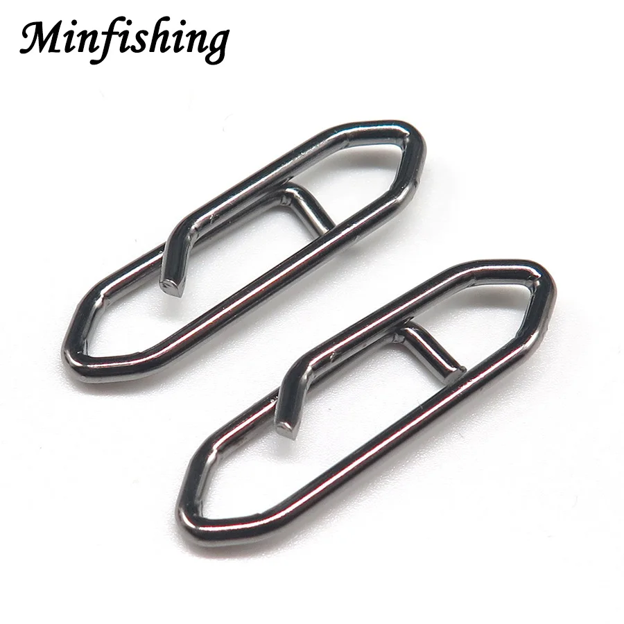 Minfishing 50pcs Hooked Snap Stainless Steel Fishing Swivel Safety
