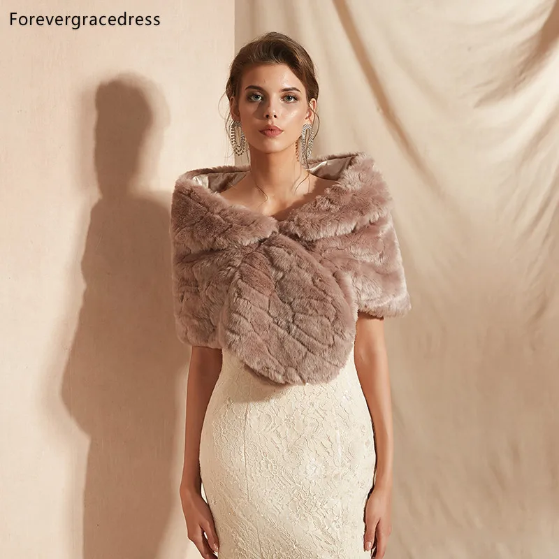 Forevergracedress элегантное мягкое осенне-зимнее свадебное болеро из искусственного меха для невесты, жакеты, Свадебные пальто, шали, шарфы PJ305 - Цвет: PICTURE COLOR