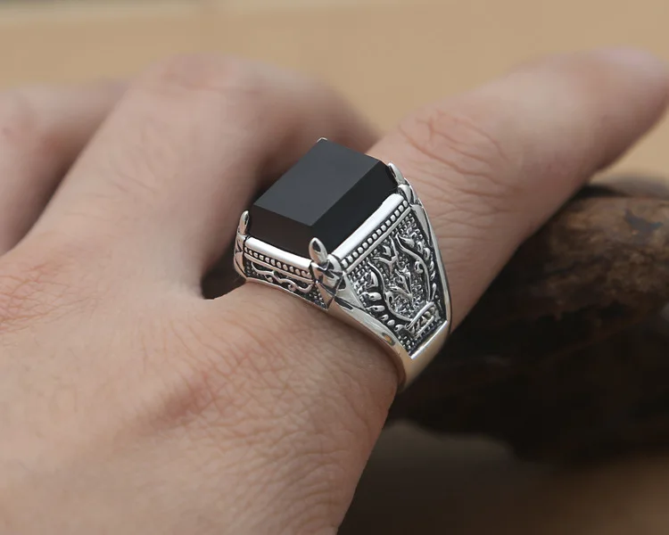 Винтажное 925 Серебряное мужское кольцо из стерлингового серебра пробы, тайское 925 серебряное кольцо