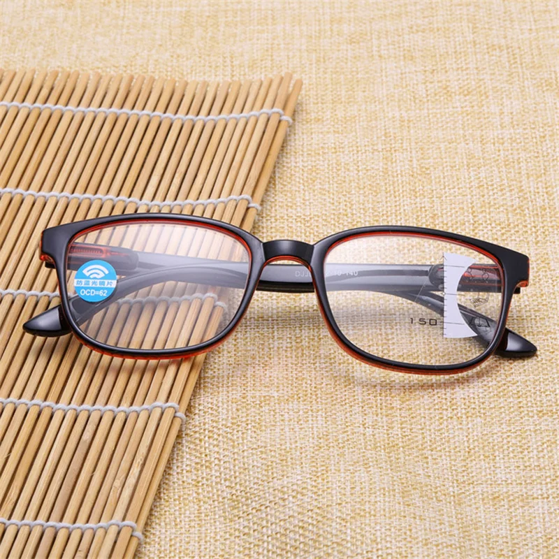

Progressive Multifocal Reading Glasses Men Square Anti blue light Glasses Frame Women Near Far Sight Diopter Eyewear +1.0 +3.0