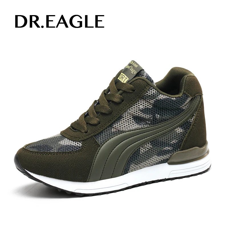 

DR.EAGLE Camouflage woman sport shoes Running Walking Shoes Height Increasing wedge women's sneakers 2017 female shoes sports