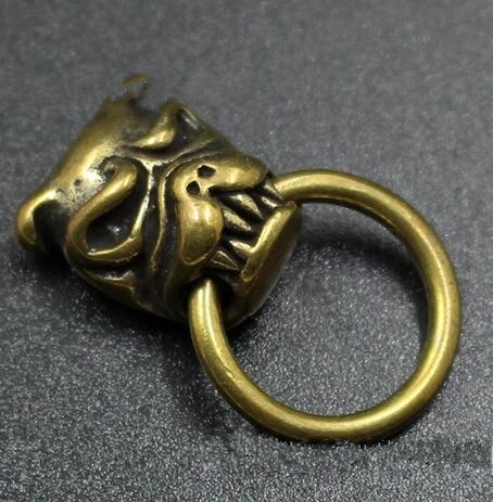 Chinese Brass Band Ring Lai Pi Dog Wealth Dog Purse Buckle DIY Clothing Leather Decorative Buckle Pendant Statue
