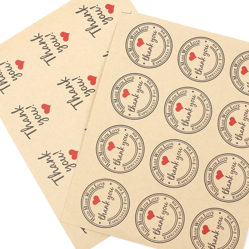 60 шт ручной работы с красное сердце с надписью Love Thank you круглые Скрапбукинг Бумажные этикетки печать стикер для вас DIY подарок наклейка на упаковке