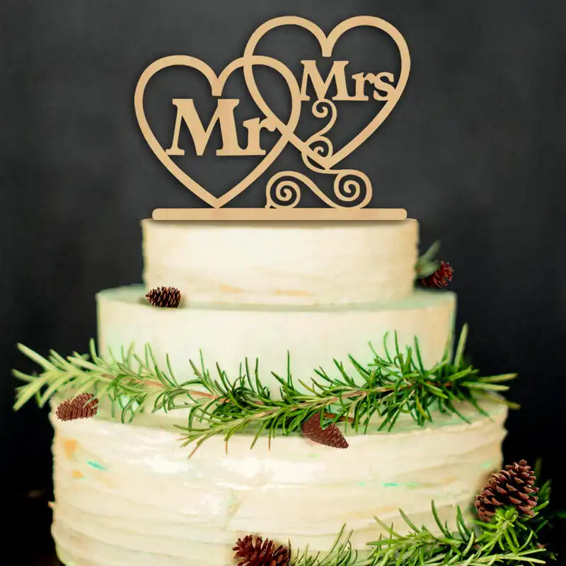 Mr Et Mme Antic Rustique Gateau De Mariage Topper Laser Coupe Bois