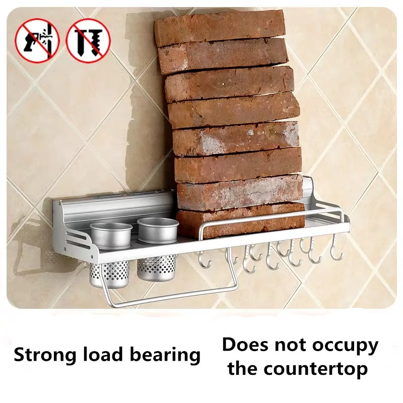 Kitchen rack wall-mounted punch-free storage knife holder