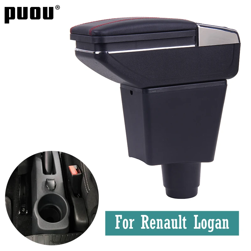 

For Renault Logan central Store content Storage box Double layer armrest box with Ashtray Cup holder accessories Russian version