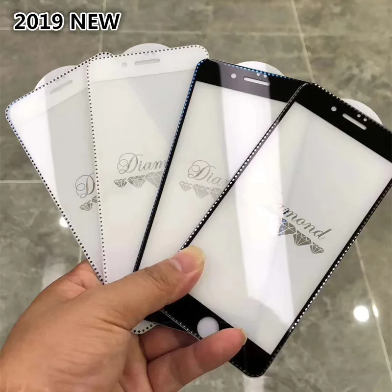  Diamant Schutzhülle Gehärtetem Glas Auf Die Für iPhone 6 6 S 7 8 Plus Glas Screen Protector überzug