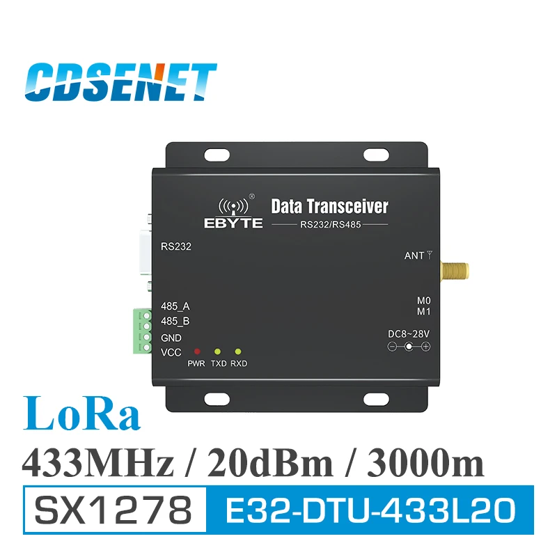 1 шт. 433 МГц LoRa SX1278 RS485 RS232 rf DTU трансивер E32-DTU-433L20 Беспроводной модуль UHF 433 м радиочастотный передатчик и приемник