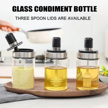 

250ML Glass Seasoning Box Jar Container Oil Honey Dispenser Bottle can CSV