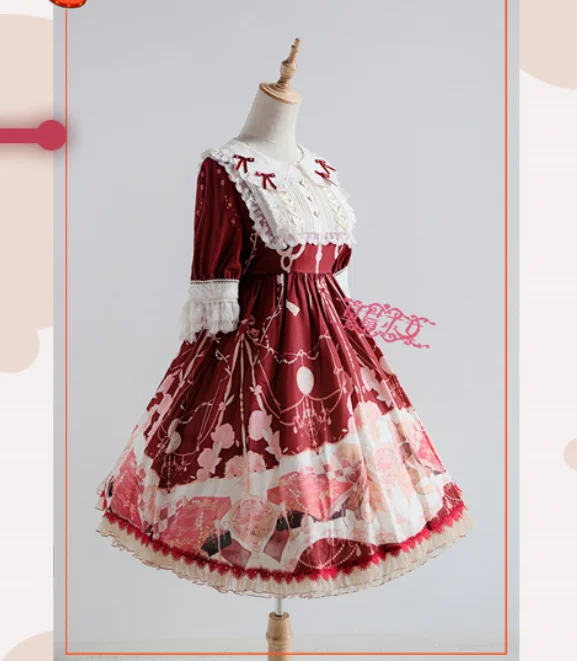 

Loligals Sweet Half Sleeve Lolita OP Dress Chess and Clock Printed Women's Dress by Strawberry Witch
