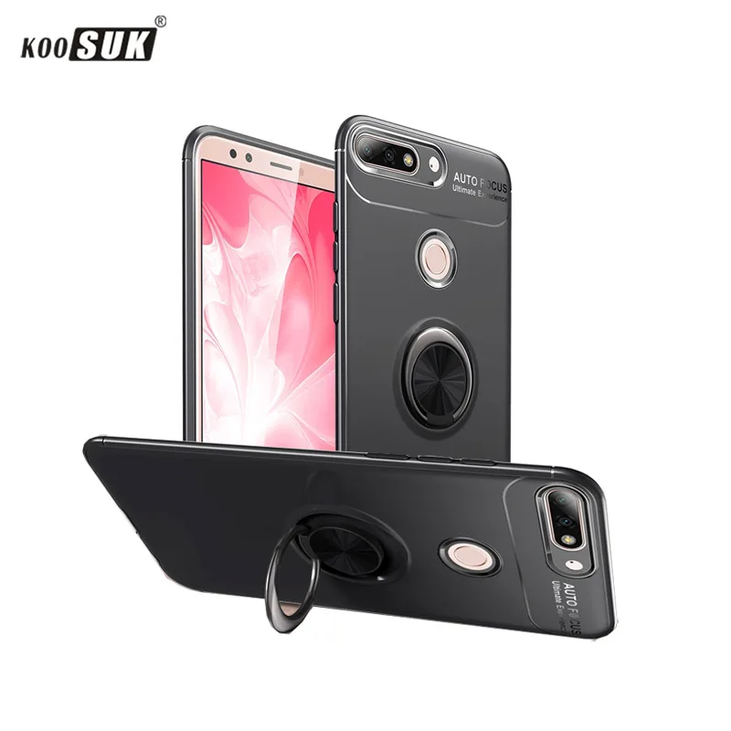 

For Huawei Y6 Prime 2018 Case Cover Luxury Skin Soft Silicone fabric Shell Protective Ring Casing Huawei Y6 Prime 2019 Covers