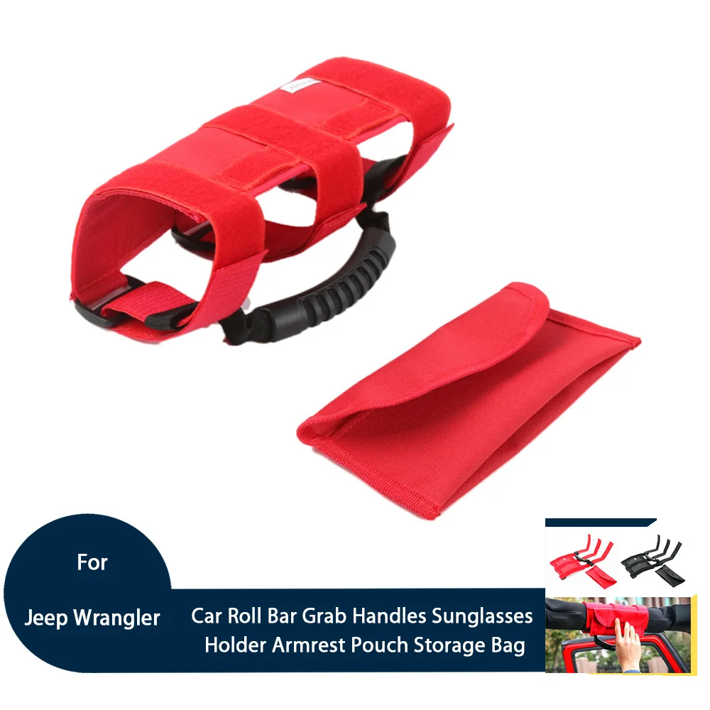 

Car Roll Bar Grab Handles Sunglasses Holders Armrest Pouch Storage Bags Fit For Jeep Wrangler 2007-2016 ABS+Oxford Car Styling