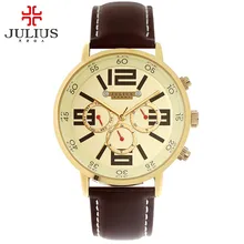 Julius для мужчин's Homme наручные часы Мода часов платье Спорт ретро кожаный браслет студент Мальчик День рождения Рождество отца подарок