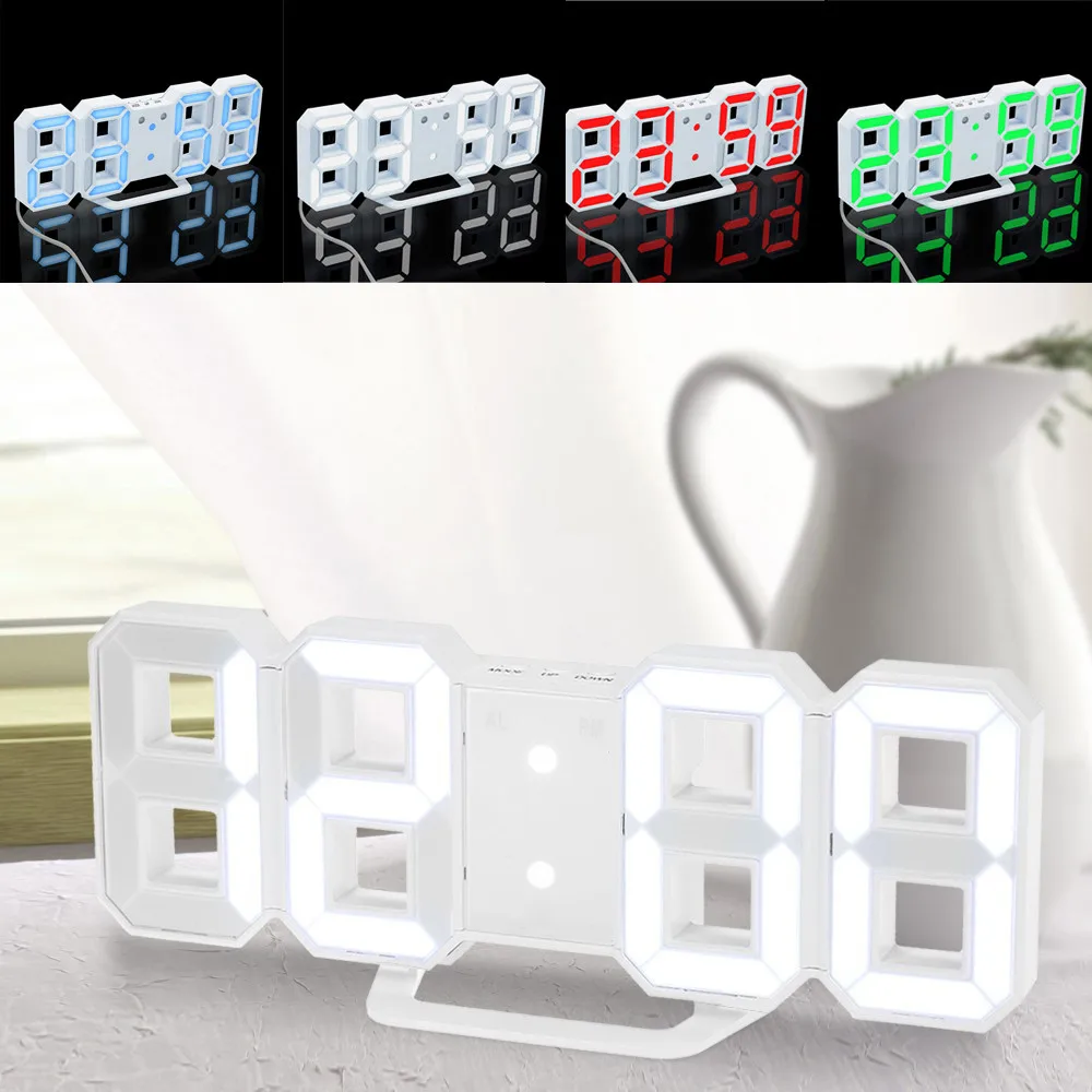  Modern Digital LED Table Desk Night Wall Clock Alarm clocks USB 24 or 12 Hour Display u70815