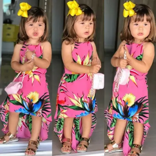 

2019 Toddler Baby Girls Summer Flower Backless Party Dress Sundress Casual Clothes