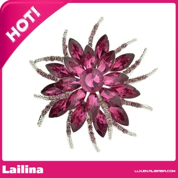 

Wedding Brooch Corsage Dress Flowers Brooch PIN Purple Crystal