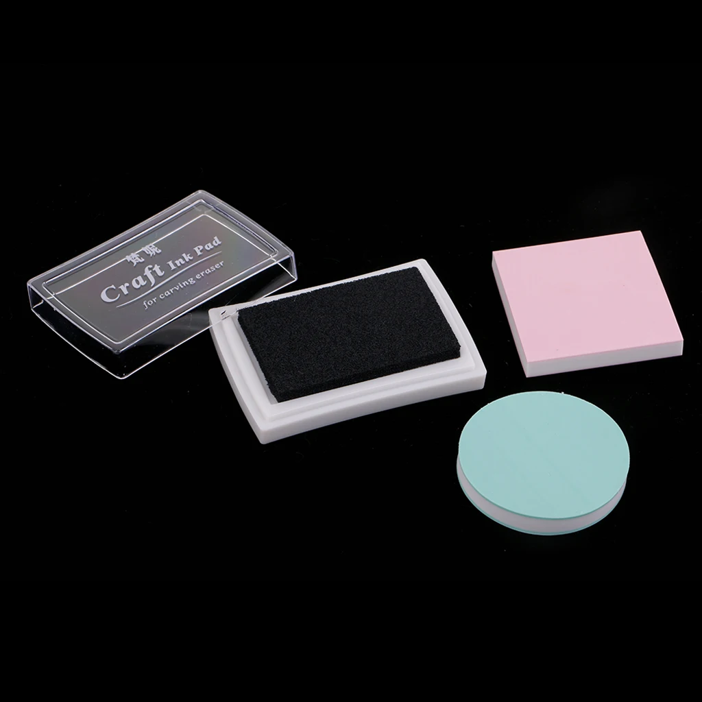 14 Pieces/Set Rubber Stamp Carving Block Kit DIY Crafts CHISELS CUTTING MAT INK PAD STAMPING TEMPLATE TRACING PAPER