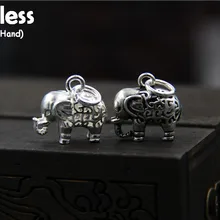 Uglyless Настоящее серебро 925 пробы, украшения в виде слонов, аксессуары, ювелирные изделия DIY, маленькие кулоны, полые, ручной работы, животные