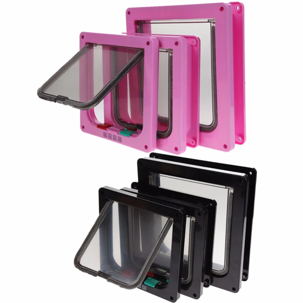 

Hwint Pet Cat Puppy Dog Gates Door 3 Size 4 Way Lock Lockable Safe Flap Door puertas para perros door for the cat H32