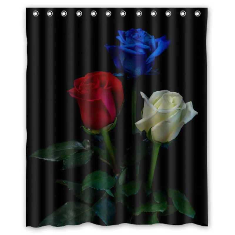 

Red Rose Blue Rose white Rose Shower Curtains Custom Design Creative Shower Curtain Bathroom Waterproof Polyester Fabric