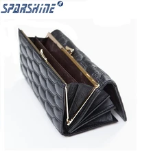 Echtes Leder Frauen Brieftasche Rindledergeldbeutel Frauen Lange Plaid Geldbörsen Marke Designer Reißverschluss Haspe Kupplung Brieftasche Weibliche Kartenhalter