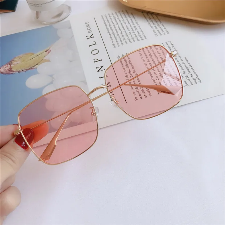 WHO CUTIE, квадратные поляризованные солнцезащитные очки для женщин, фирменный дизайн, Ретро стиль, цветные розовые солнцезащитные очки для женщин, Oculos S049 - Цвет линз: C7 GOLD PINK