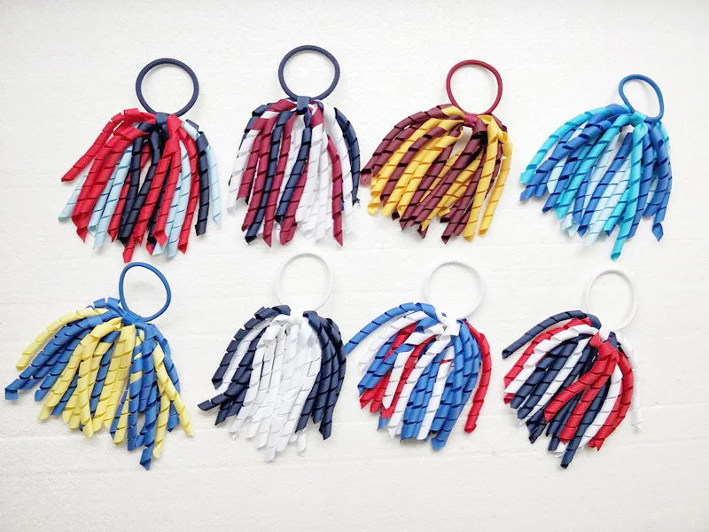 

20pcs hairband O A-korker Ponytail holder curl tassel korker ribbons streamers hair bows elastic hair rope Accessories PD002