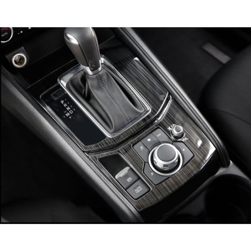 1set Titanium Interior Gear Shift Frame Cover Trim For  CX-5 CX5 2017-2018
