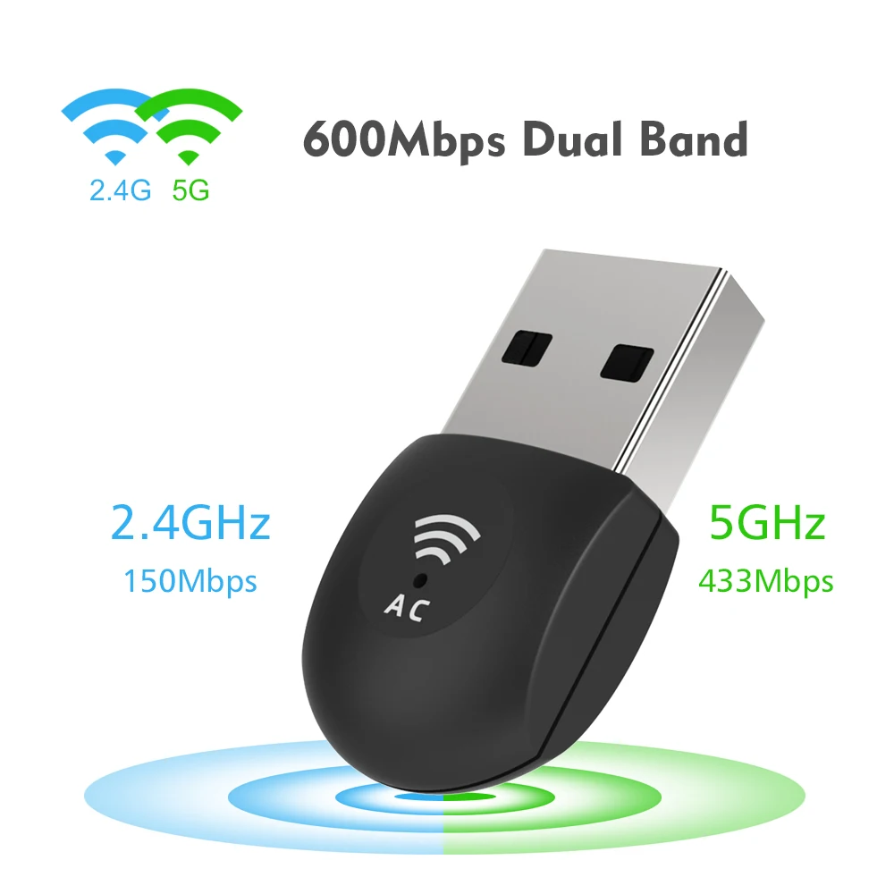 Wavlink USB Wifi адаптер 600 Мбит/с WiFi ключ двухдиапазонный 2,4/5 ГГц беспроводной USB Wifi приемник мини Сетевая Карта Антенна для рабочего стола