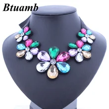 Btuamb,, большие стразы, ожерелье в виде цветка, макси, капля воды, лента, цепочка, ожерелья, подвески для женщин, вечерние ювелирные изделия, бижутерия