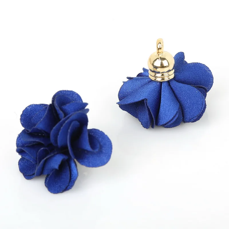 2 шт одноцветные 25 мм Подвески из полиэстера с цветочной кисточкой для домашний текстиль и сумки и одежды, брелоки и украшения рукоделия - Цвет: Royal Blue
