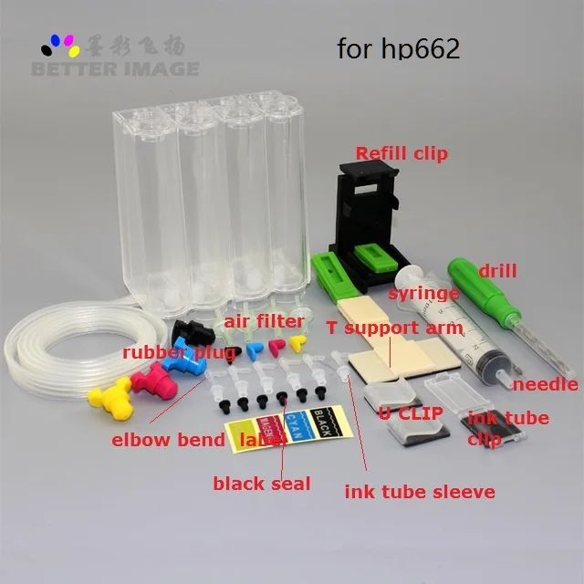 

XIMO DIY Ciss For HP 662 for 662 xl Ink Cartridge For HP Deskjet 1015 1515 2515 2545 2645 3545 4510 4515 4518 Printer