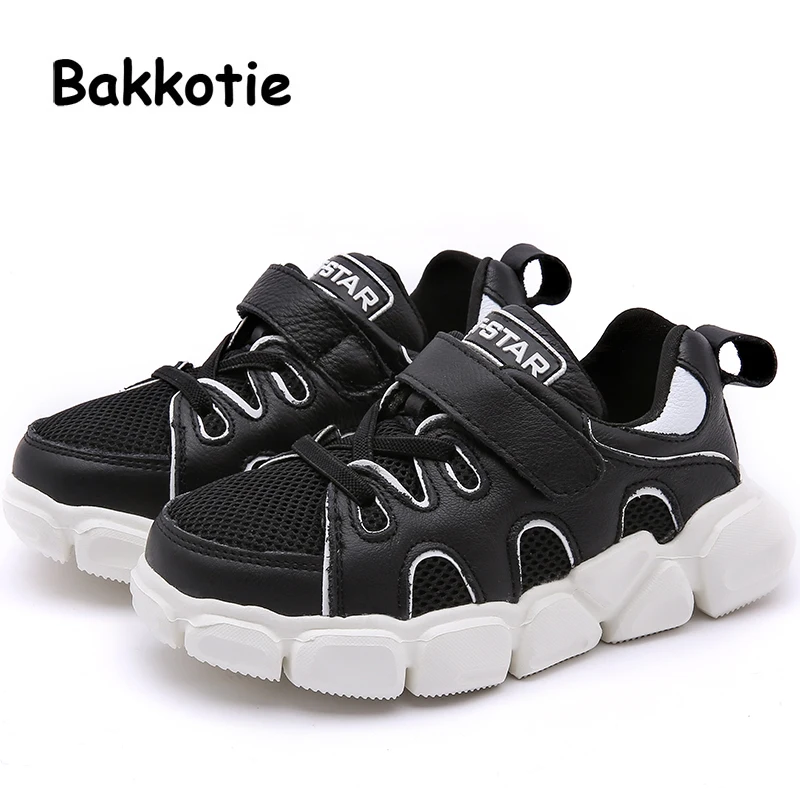 

Bakkotie Fashion Spring Children Mesh Casual Sneaker Girls Black Shoes Baby Boys Brand Shoes Kids Genuine Leather Sport Shoes